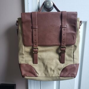 Brown and Tan Men's Bag